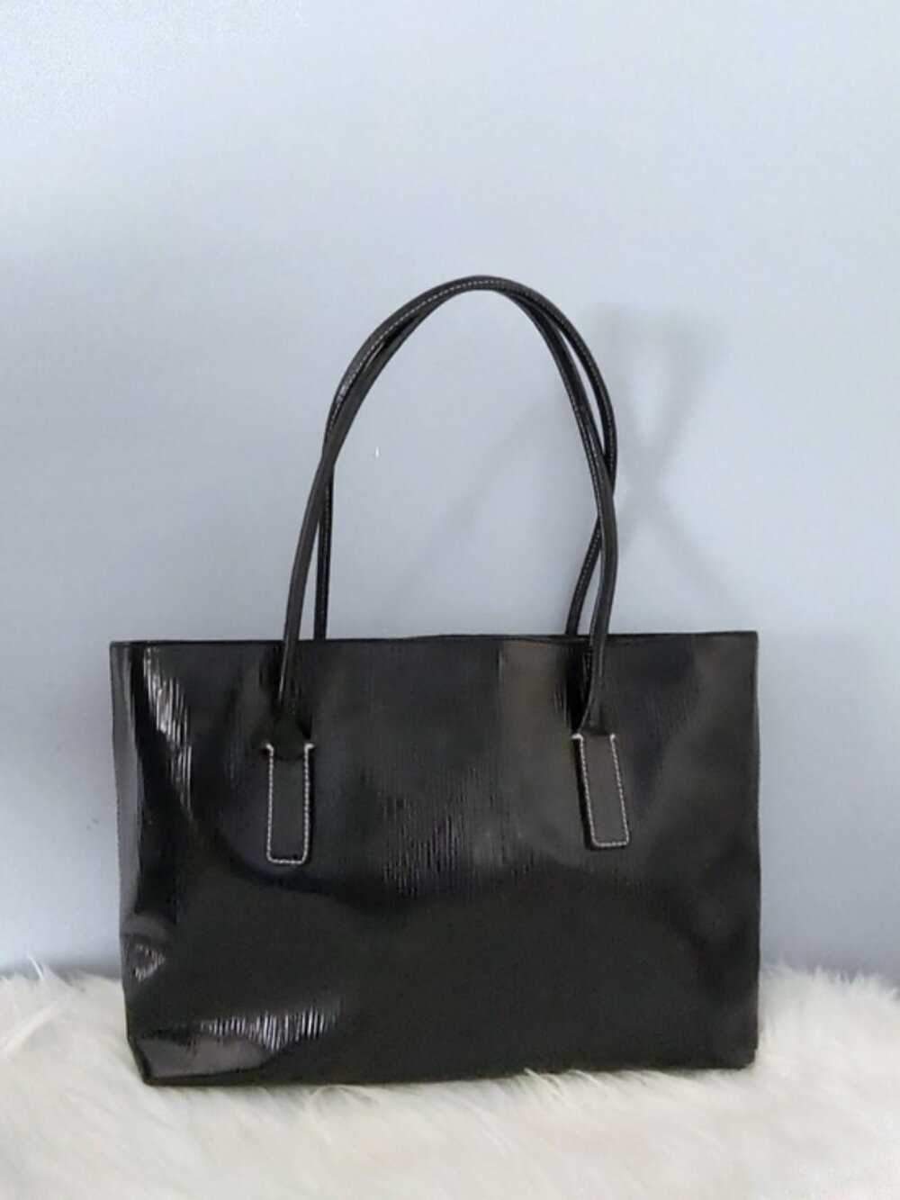 Prada vintage patent leather textured tote EUC